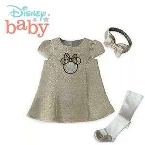 🆕️ Minnie Mouse Gold Holiday Dress Set for Baby